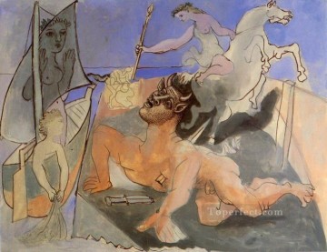 Minotaure mourant Composición años 36 Desnudo abstracto Pinturas al óleo